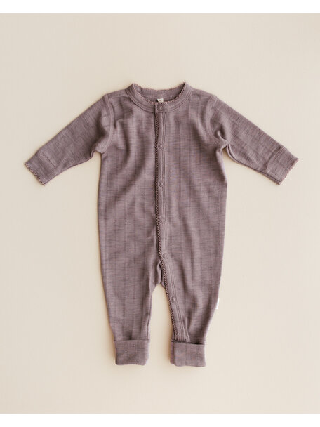 Unaduna Onesie mit Ajour Streifen aus Wolle/Seide - heather