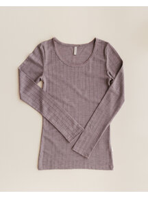 Unaduna Damen-Langarmhemd Ajour mit Streifen aus Wolle/Seide - heather melange