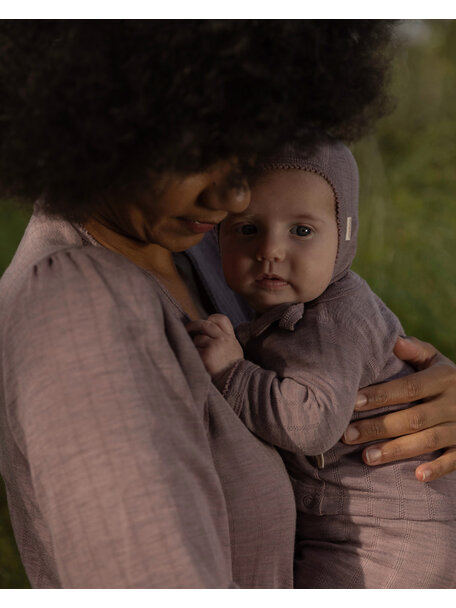 Unaduna Babyhäubchen Ajour Wolle/Seide - heather melange