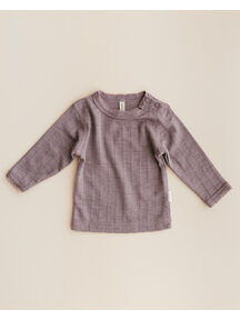 Unaduna Baby shirt langarm mit Ajour Streifen aus Wolle/Seide - heather