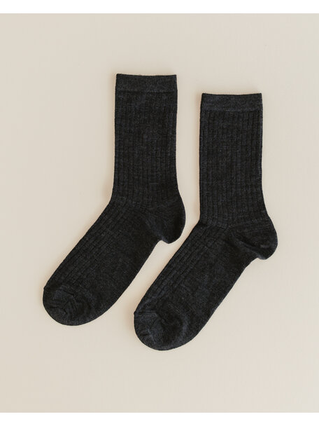 Unaduna Rippsocken aus Wolle für Erwachsene - ebony