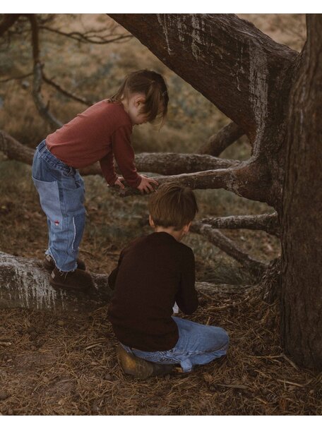Unaduna Shirt langarm tiny rib aus Wolle - kladdkaka