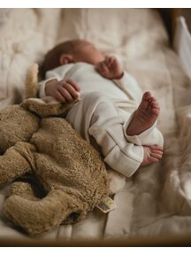 Unaduna Babyhose 2 in 1 feet Feinripp aus Wolle - light mazarin