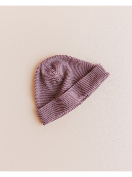 Unaduna Beanie Feinripp aus Wolle/Seide - mauvewood