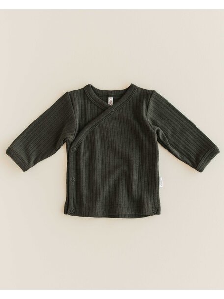 Unaduna Wickel-Cardigan Rippe aus Wolle/Seide - wakame