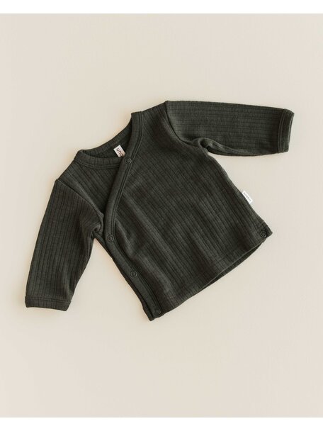 Unaduna Wickel-Cardigan Rippe aus Wolle/Seide - wakame