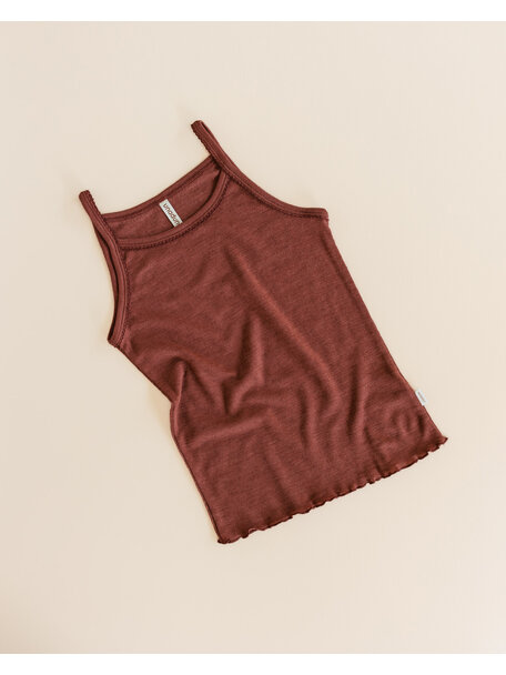 Unaduna Sommer-Kinderunterhemd Pointelle Wolle/Seide – henna dune