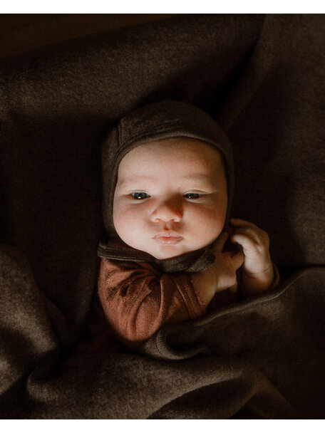 Unaduna X Engel Babydecke aus Wollfleece - cocoa