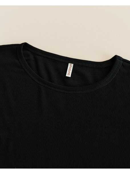 Unaduna Relaxed-Fit Shirt Mari Rippe aus Wolle - schwarz