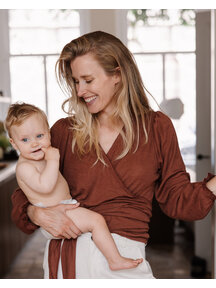 Unaduna Wickelbluse Ajour aus Wolle/Seide - henna dune