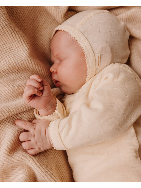 Unaduna Babyhäubchen ajour aus wolle/seide - munkki