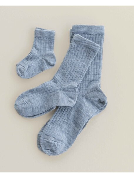 Unaduna Rippsocken aus Wolle für Kinder - nila