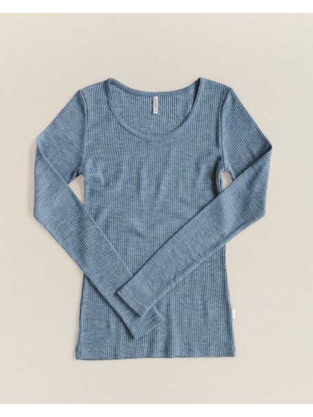 Unaduna Damen-Langarmhemd aus Wollripp - nila