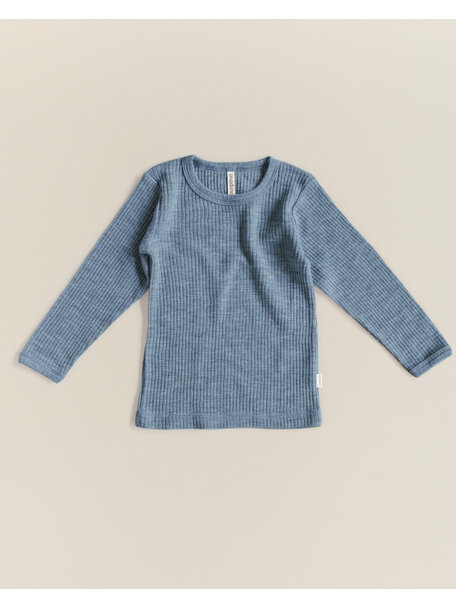 Unaduna Shirt langarm aus Wollripp - nila