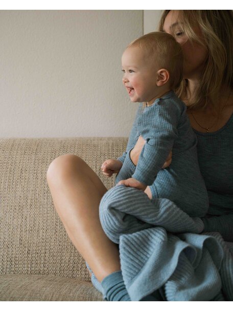 Unaduna Langarmbody Feinripp aus Wollripp - nila