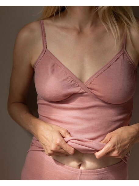 Unaduna Damen Damen Chemise Ajour aus Wolle/Seide - cameo rose