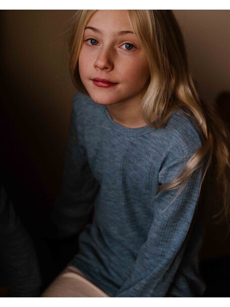 Unaduna Shirt langarm aus Wollripp - nila