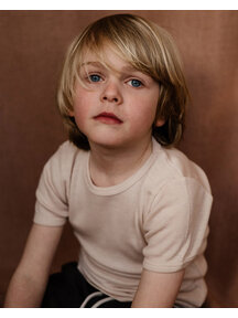 Unaduna Kurzarm Shirt tiny rib Wolle - mazarin