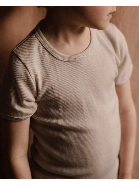 Unaduna Kurzarm Shirt tiny rib Wolle - mazarin