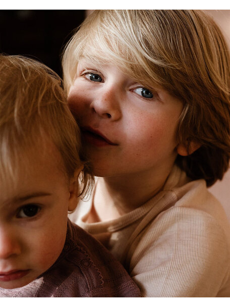 Unaduna Kurzarm Shirt tiny rib Wolle - mazarin