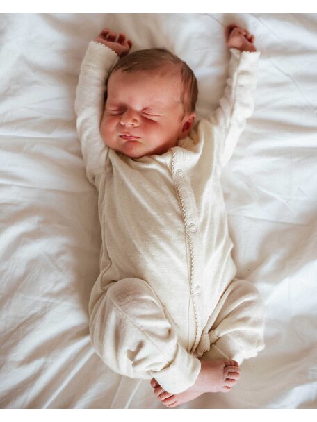 Unaduna Onesie 2 in 1 feet Ajour aus Wolle/Seide - munkki