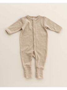 Unaduna Onesie 2 in 1 feet Rippe aus Wolle/Seide - maca