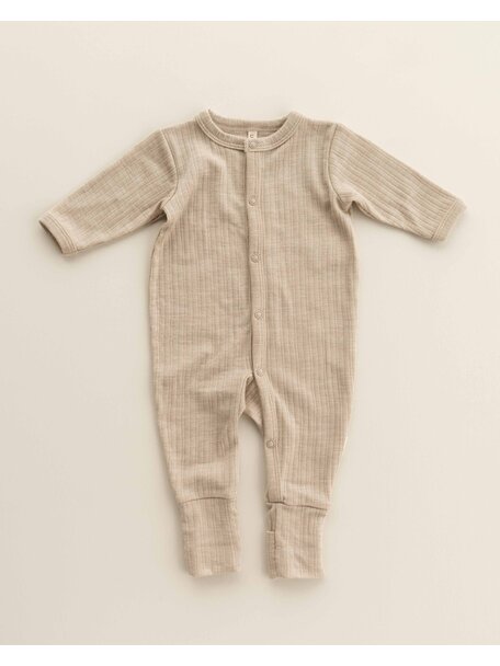 Unaduna Onesie 2 in 1 feet Rippe aus Wolle/Seide - maca