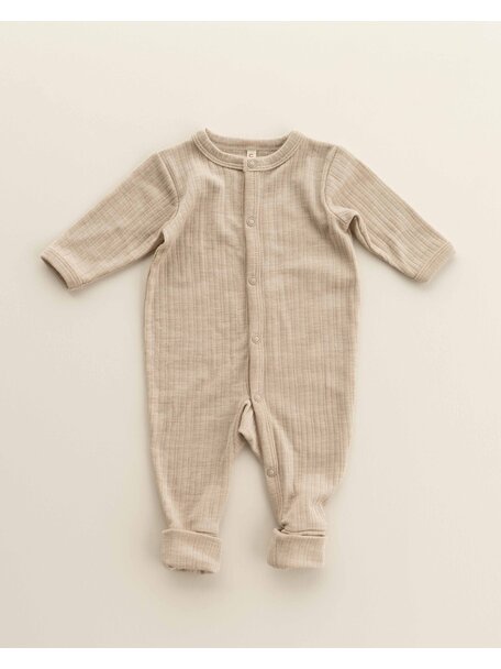Unaduna Onesie 2 in 1 feet Rippe aus Wolle/Seide - maca