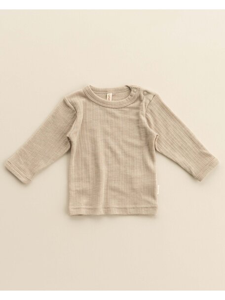 Unaduna Babyhemdchen langarm rib wool/silk - maca