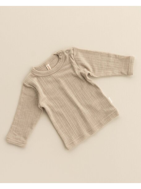 Unaduna Babyhemdchen langarm rib wool/silk - maca