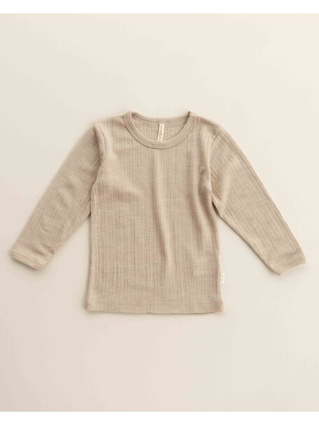 Unaduna Shirt langarm Rippe aus Wolle/Seide - maca