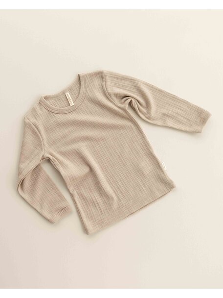 Unaduna Shirt langarm Rippe aus Wolle/Seide - maca