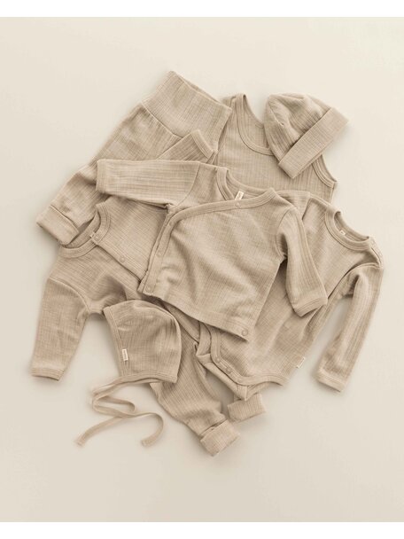 Unaduna Langarmbody Rippe aus Wolle/Seide - maca