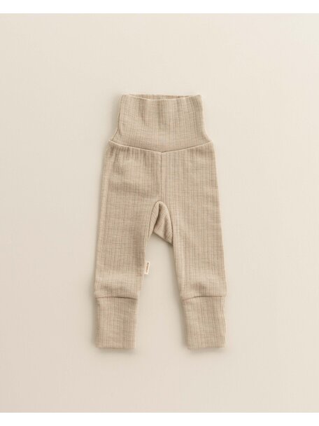 Unaduna Babyhose 2 in 1 feet Rippe aus Wolle/Seide - maca