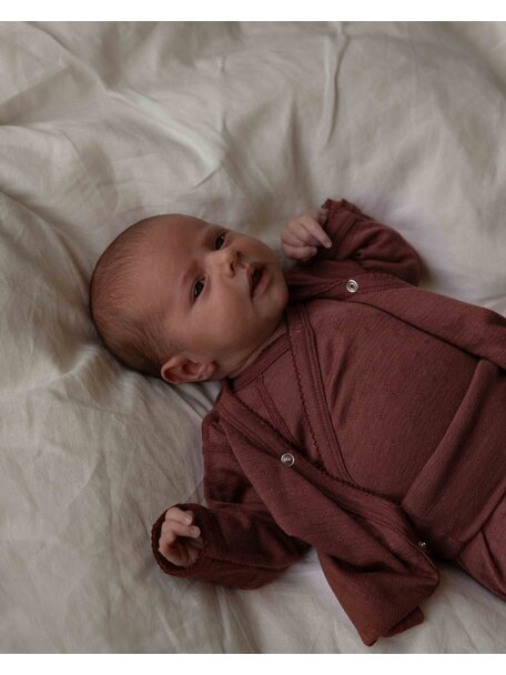 Unaduna Wickelbody Ajour aus Wolle/Seide - henna dune