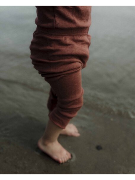 Unaduna Baby Leggings Ajour aus Wolle/Seide - henna dune