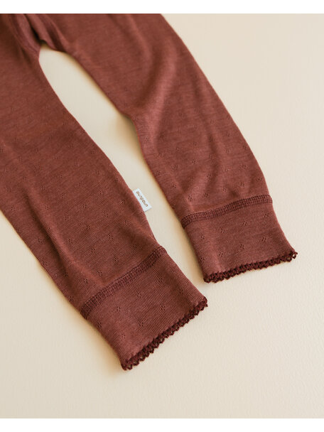 Unaduna Baby Leggings Ajour aus Wolle/Seide - henna dune