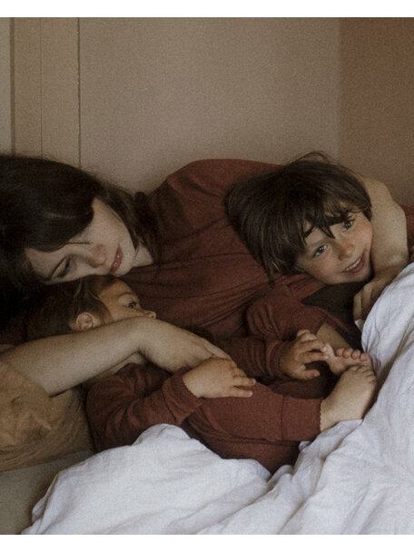 Unaduna Baby Leggings Ajour aus Wolle/Seide - henna dune