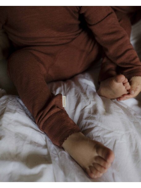 Unaduna Baby Leggings Ajour aus Wolle/Seide - henna dune