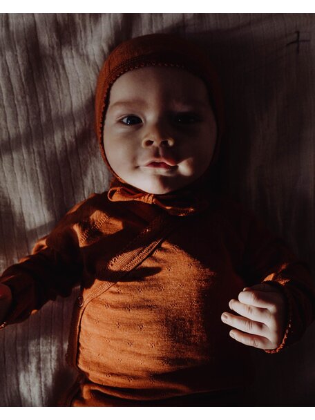 Unaduna Babyhäubchen Ajour Wolle/Seide - Cameo Rose