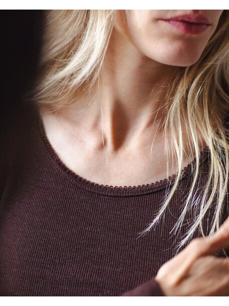 Unaduna Damen-Langarmhemd Feinripp aus Wolle - kladdkaka