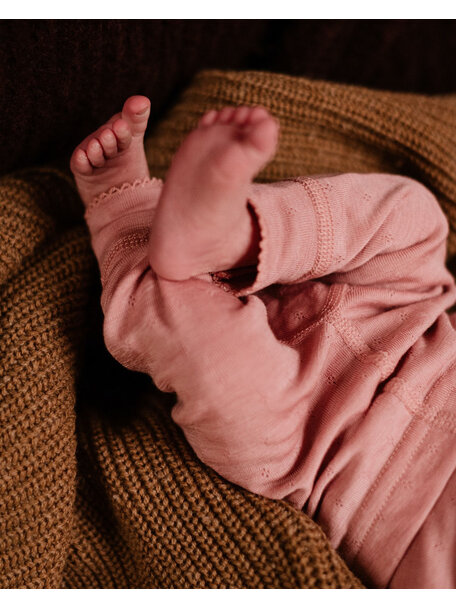 Unaduna Baby Leggings Ajour aus Wolle/Seide - cameo rose