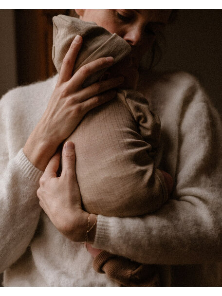 Unaduna Beanie Rippe Wolle/Seide - maca