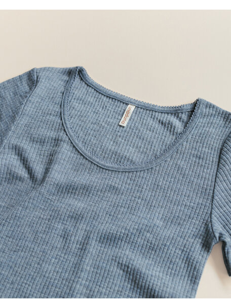 Unaduna Damen-Kurzarmhemd aus Wollripp - nila