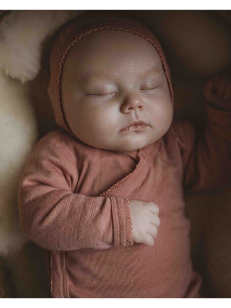 Unaduna Wickel-Cardigan Ajour aus Wolle/Seide - cameo rose