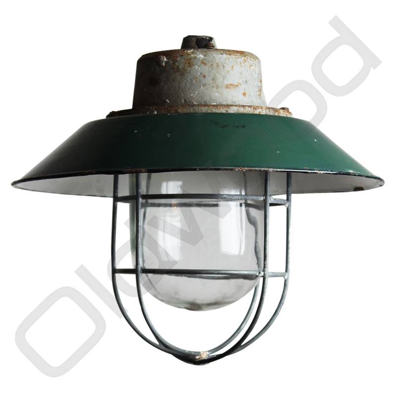 Industriële lamp  - Rolf donker groen met kooi