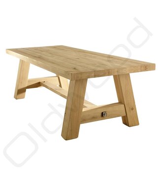 Oldwood Houten eettafel Milaan met onderbalk