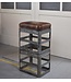 Metal stool with leather cushion high model