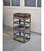 Metal stool with leather cushion high model