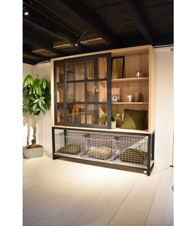 Oak cabinet with metal - custom made